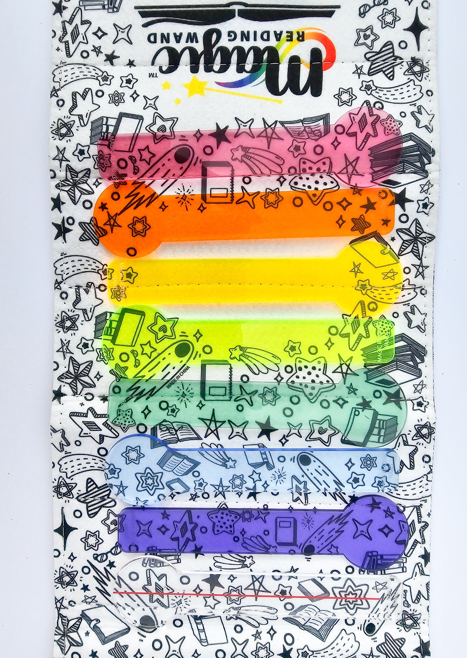 Reading Overlays - Set of 8 with Travel Case - colors over travel case