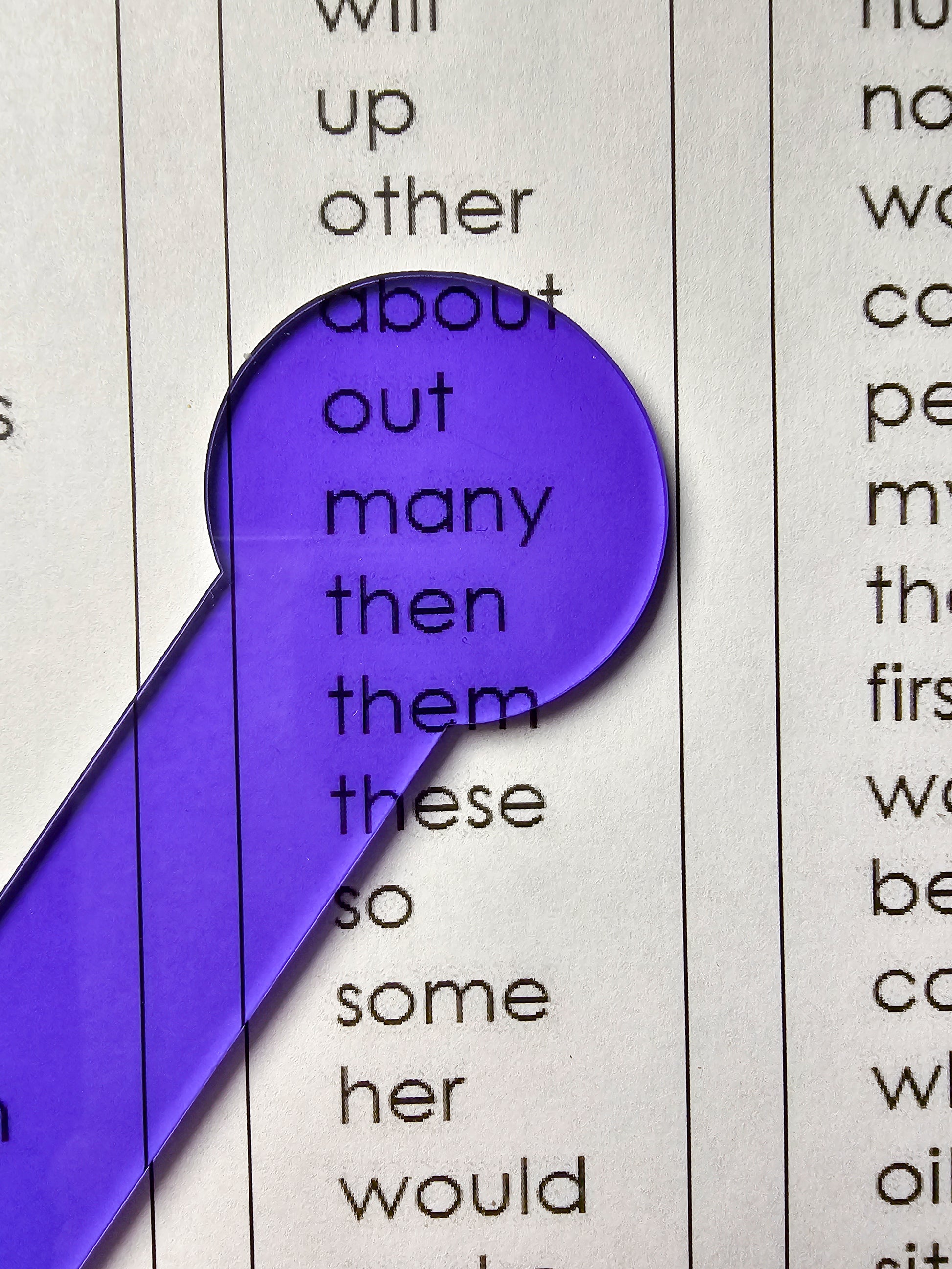 Reading Overlay - Dark Purple Clear Reader over words