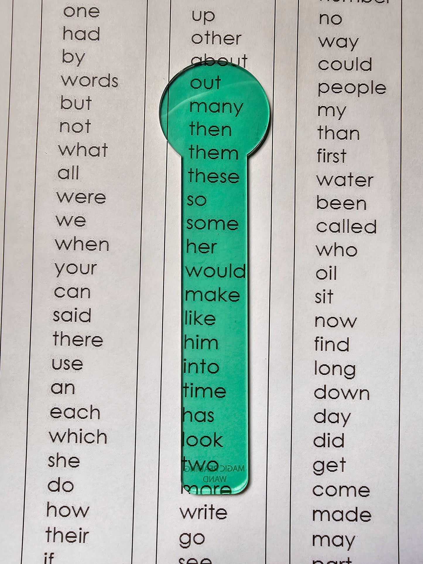 Green Clear Reading Overlay positioned over text to reduce glare and improve reading focus.