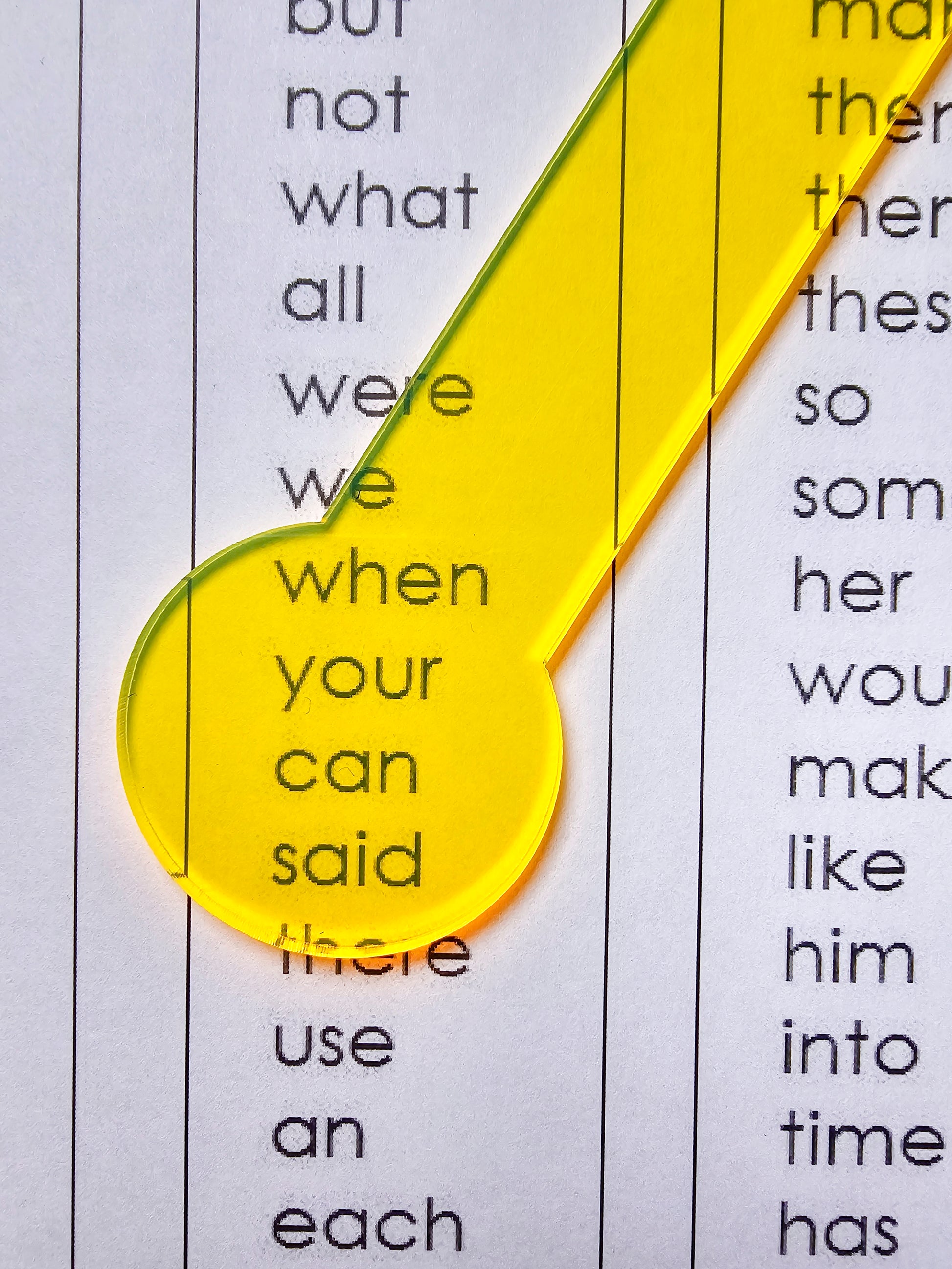 Reading Overlay - Yellow Clear Reader over words